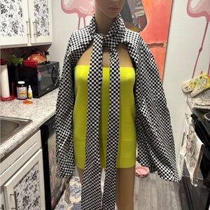 Monosuit Bolero Top Sleeves Multi Wear Blk & White Check OSFA